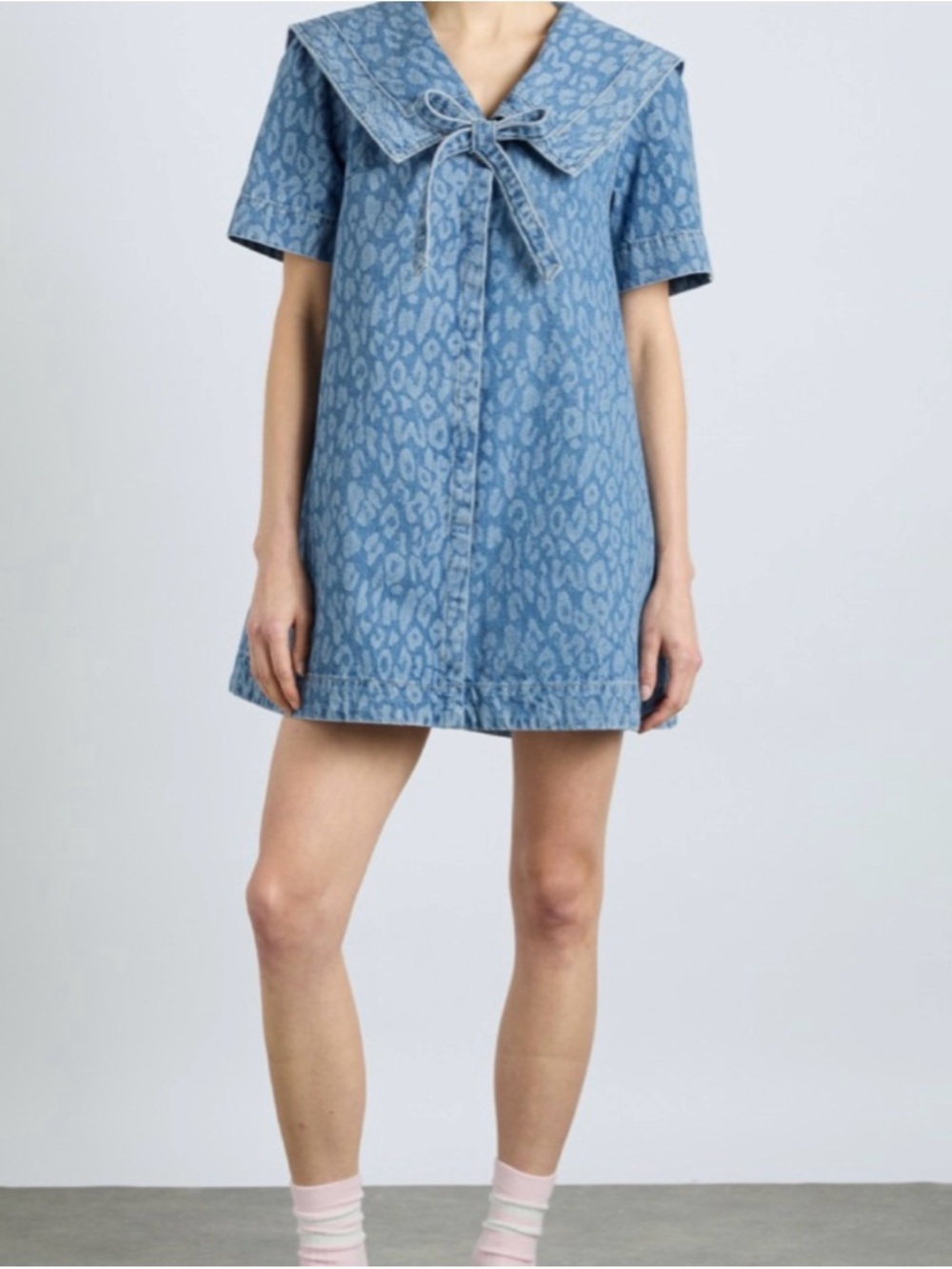 Damson madder Goldie dress Denim Mini Dress in Light Blue